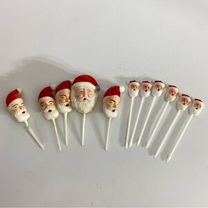Vintage Santa Claus Cupcake Toppers - Red and White